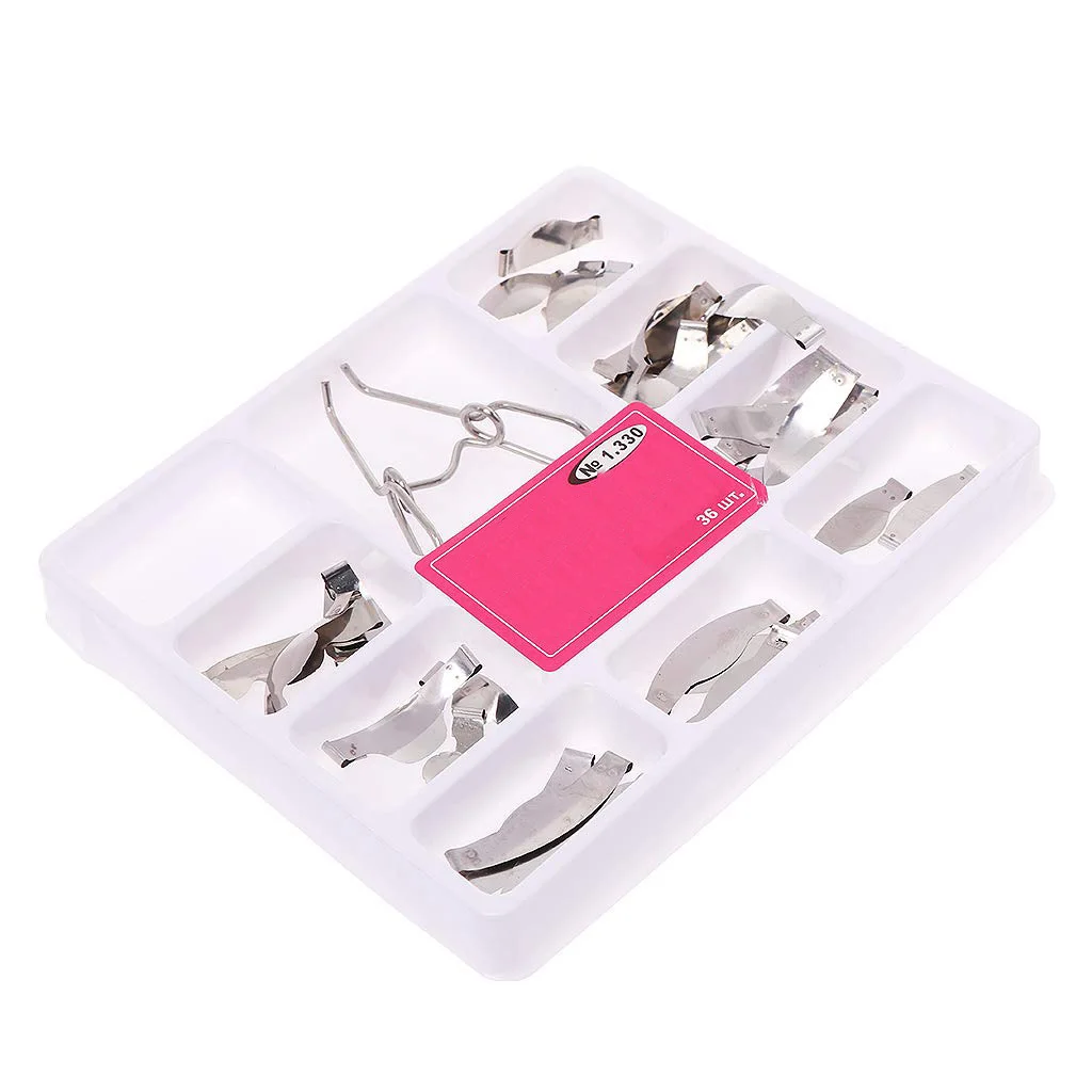 36Pcs/box Dental Saddle Contoured Metal Matrices Matrix Universal Kit with Spring Clip