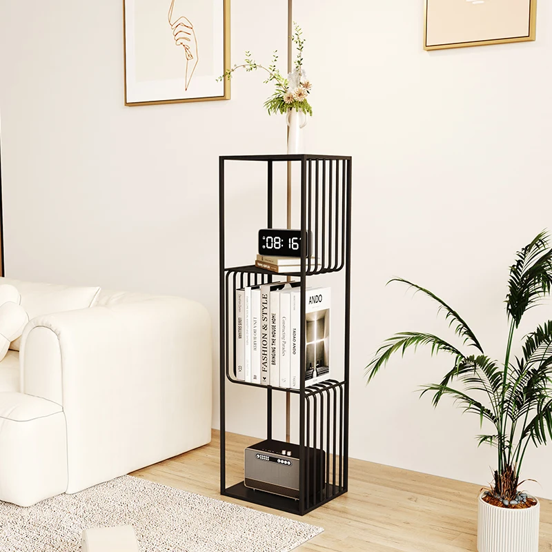 Modern Iron Bookshelf Multi-Tier Floor-Standing Flower Shelf for Living Room Storage Organizer Home