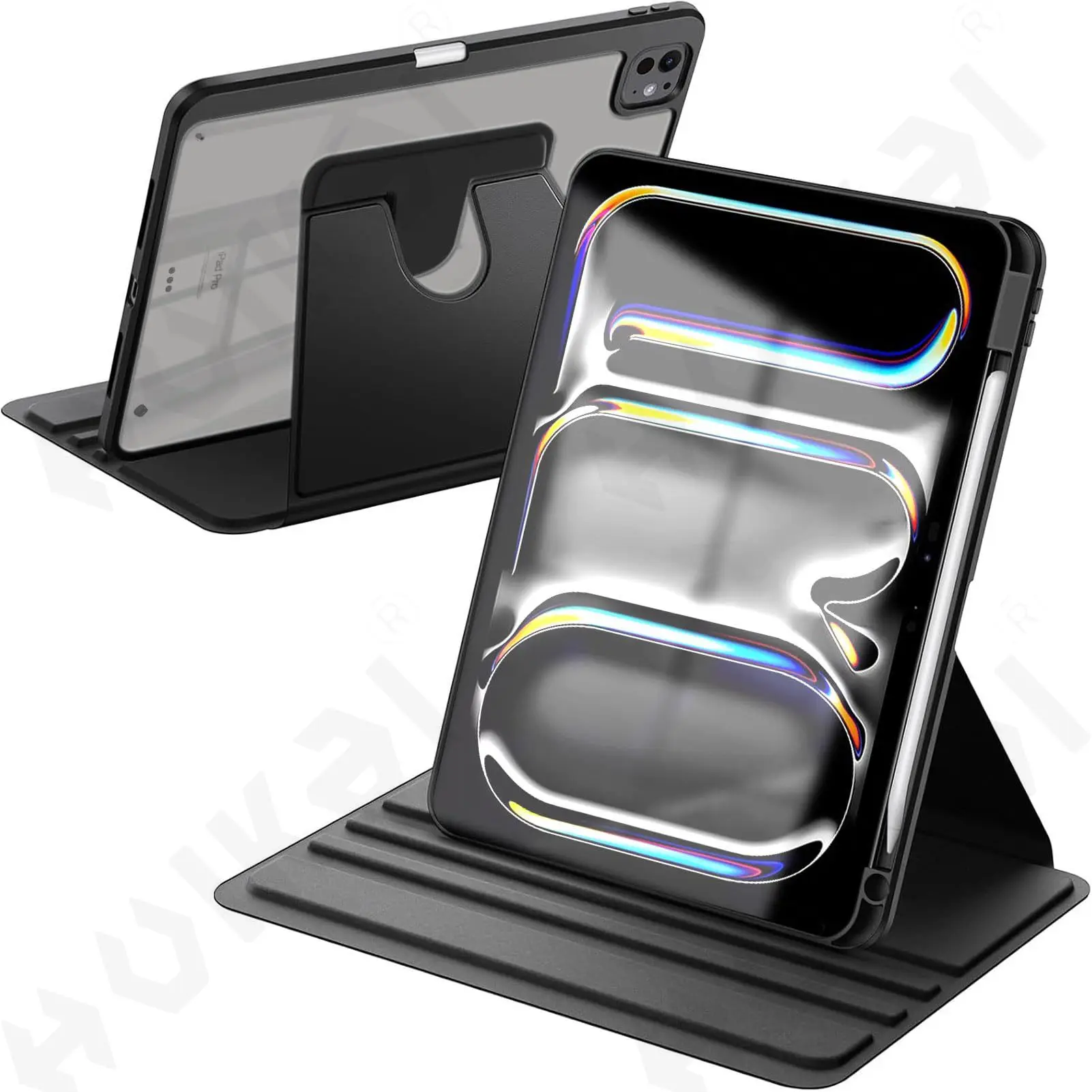 

Вращающийся чехол для iPad Pro 11 13 Air 11 13 M5 M4 M3 Mini 2025 с держателем ручки Защитная подставка на 360 градусов Автоматическое пробуждение Сон