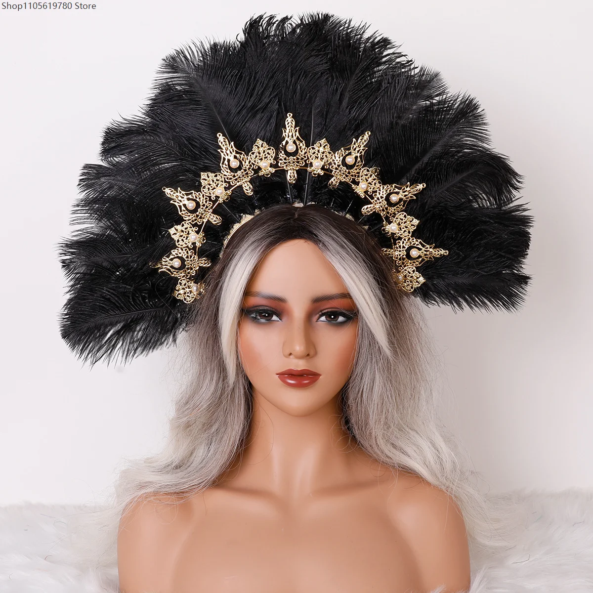 2026 Feather Headband Decorative Headwear Suitable For Halloween Masquerade Parties Carnival Parades And Costume Solid Color