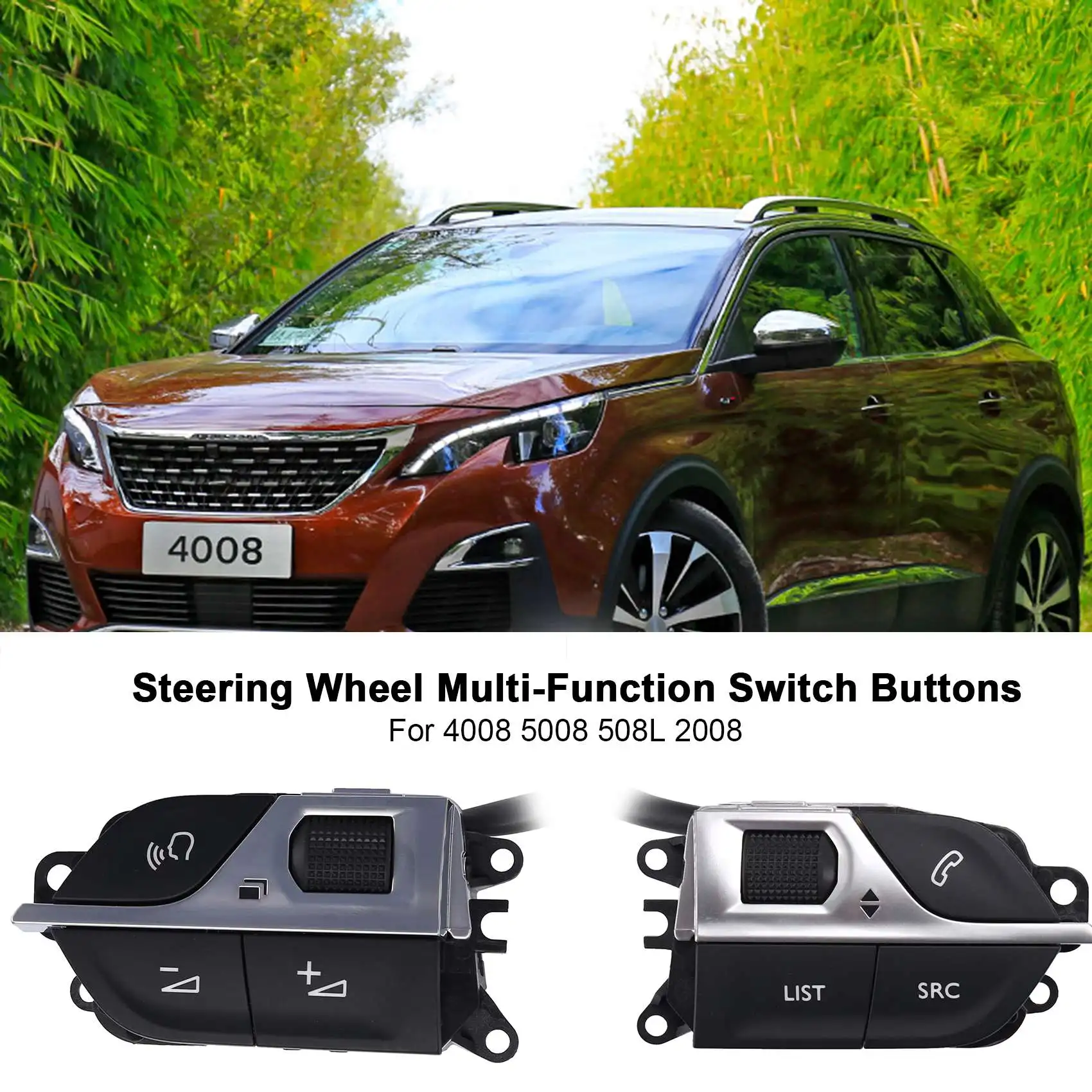 Car Steering Wheel Multi-Function Switch Buttons for 4008 5008 508L 2008