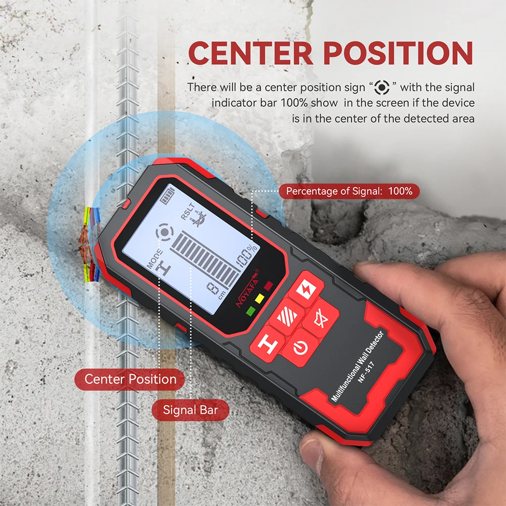 NF-517 Wall Scanner 3 in 1 Stud Finder Detects Metal Wood & Live Wires  High Accuracy & Easy to Use