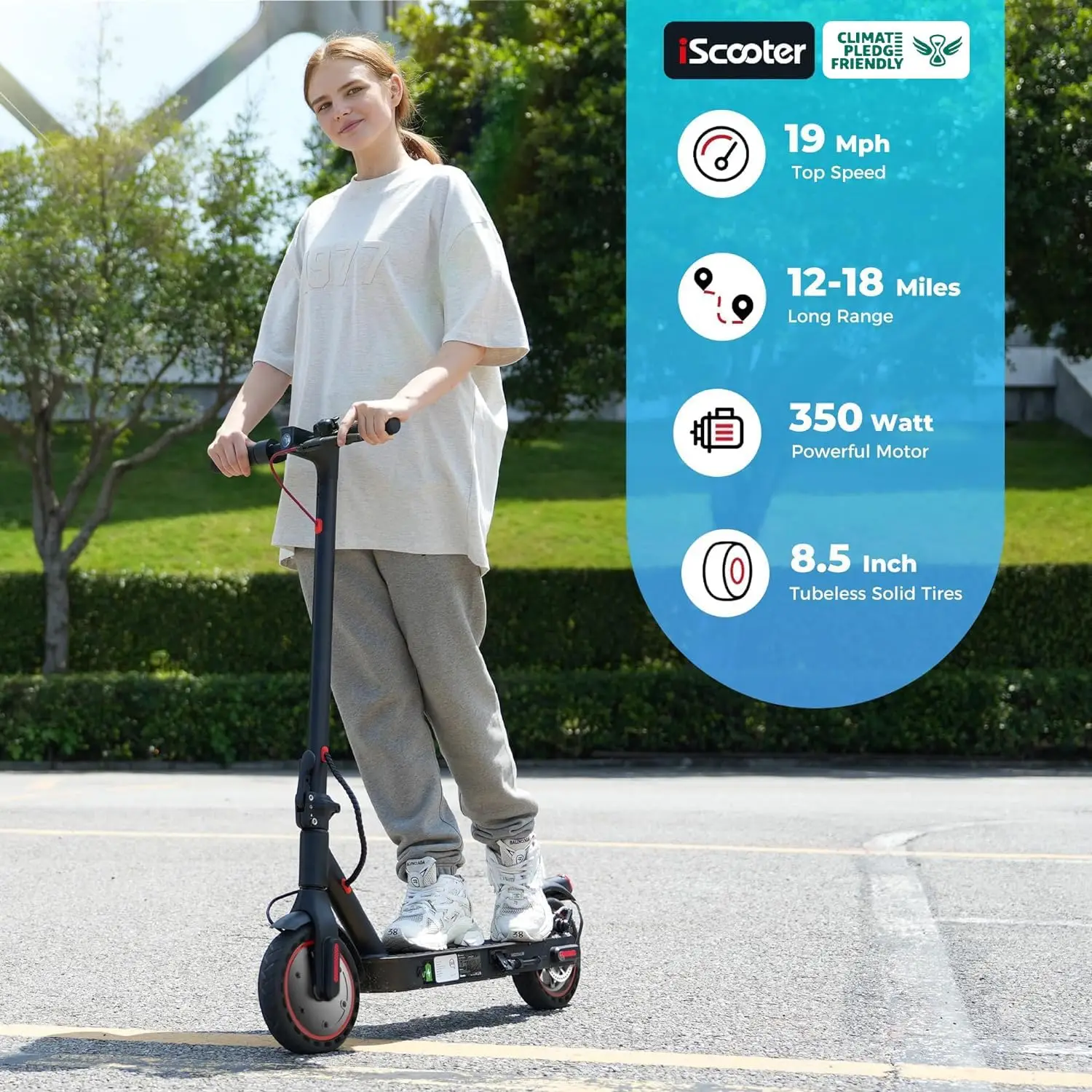 iScooter Electric Scooter, 25/22/18 Miles Range, 25/19/15.6 MPH Top Speed, 800W/500W/350W Foldable Commuting