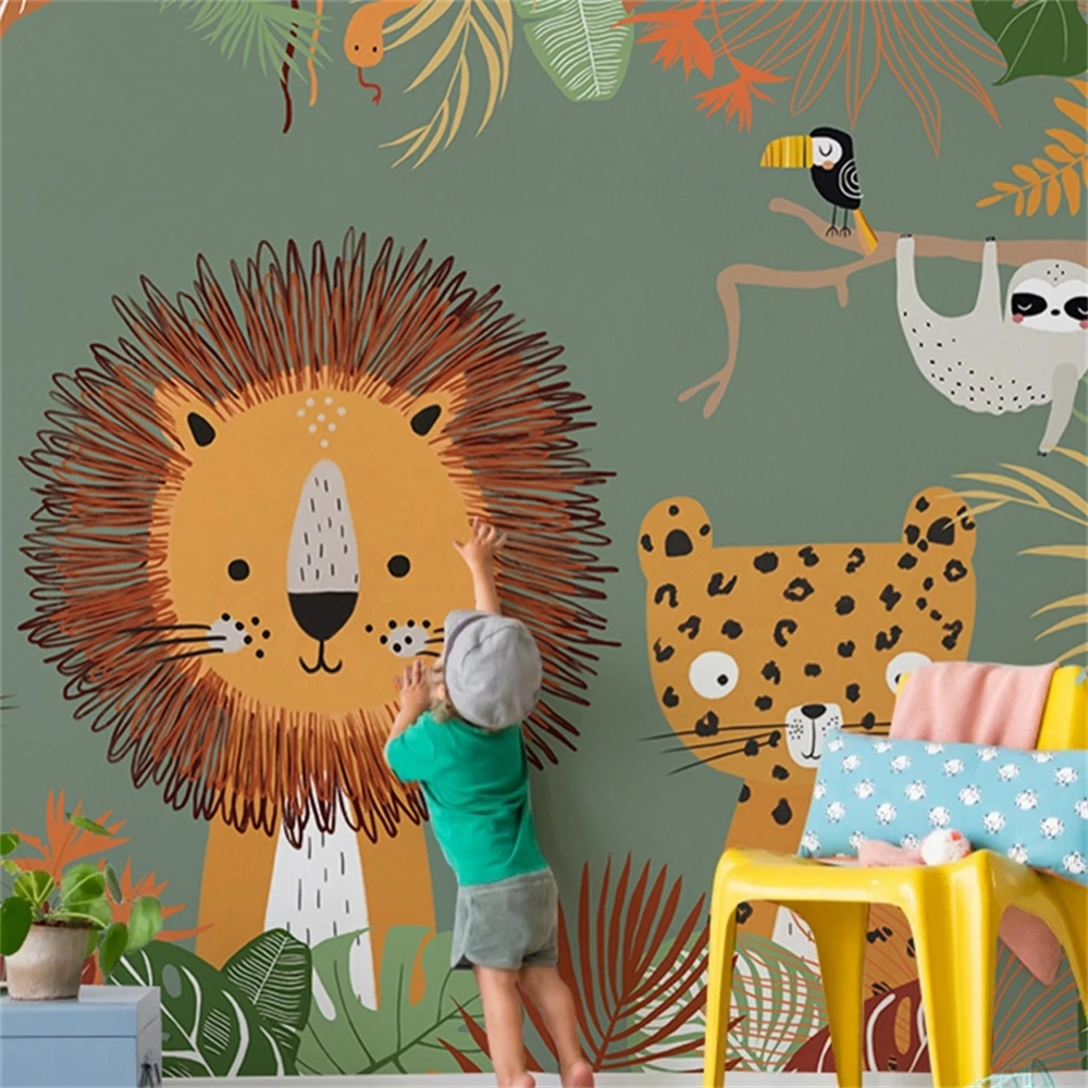 Custom Animal  wallpapers for children\'s room background mural boys and girls bedroom children\'s room Stickers　wall painting