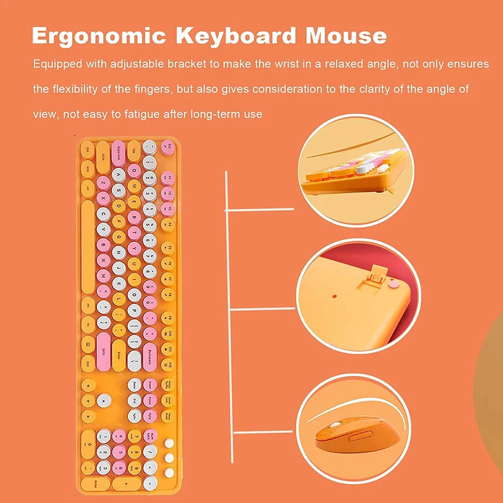 Mofii 2.4G Keyboard and Mouse Kit Cute Keyboard Mouse Combos Full Size Wireless Keyboard Mouse Set Compatible with Windows