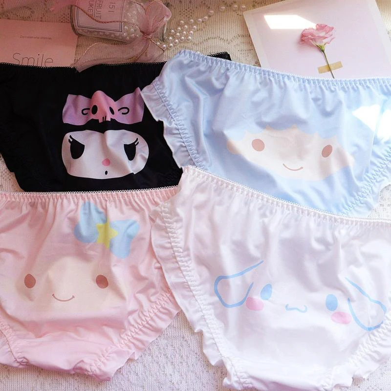 4Pcs Sanrio Underwear Cute Kawaii Cinnamoroll Anime Pochacco Student Cartoon Young Girls Heart Cotton Bacteriostasis Underwear