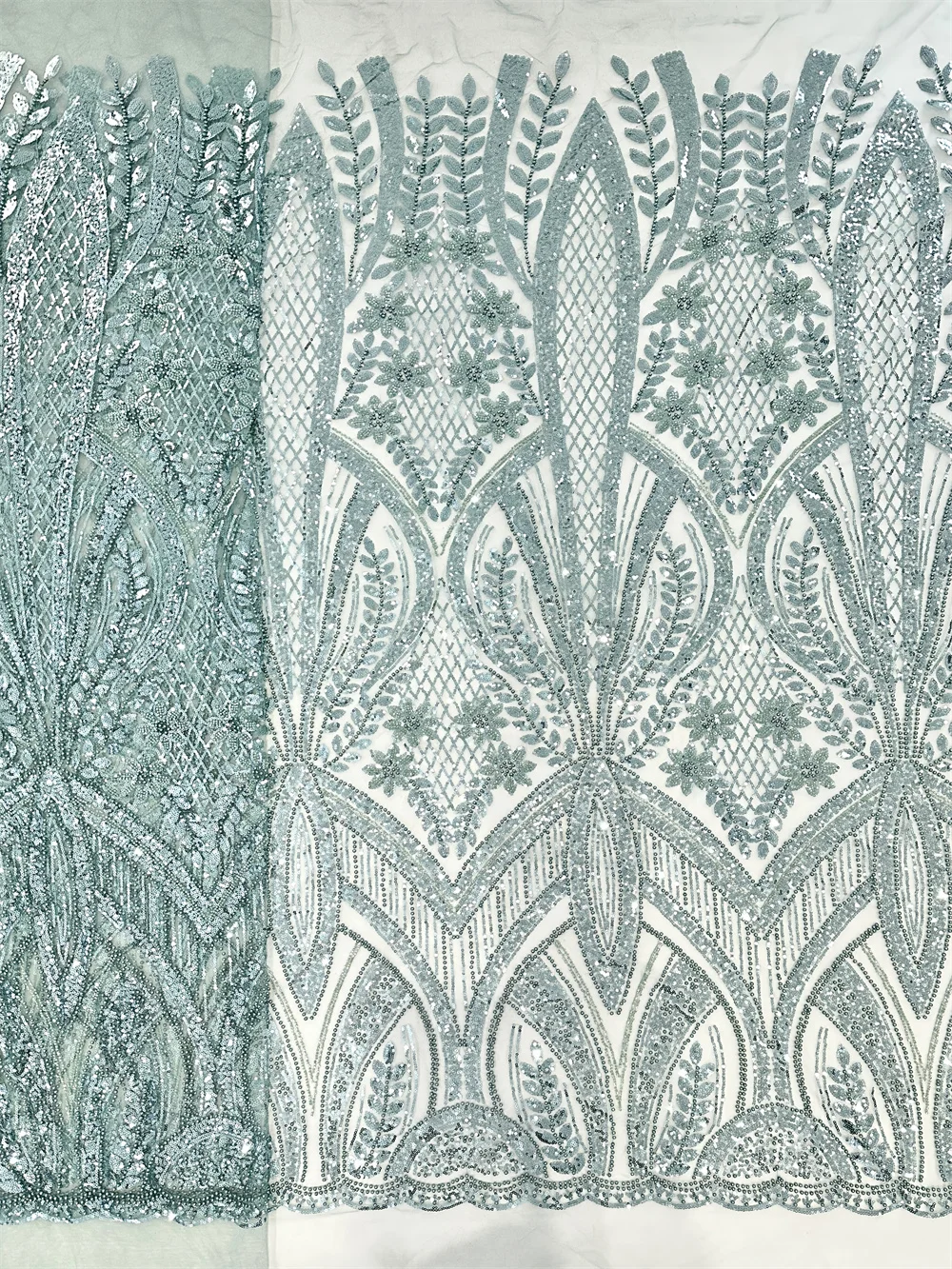 

African Beaded Lace Fabric French Tulle Lace 2025 High Quality Lace French Sequins Beads Fabric For Women Wedding Party Dress