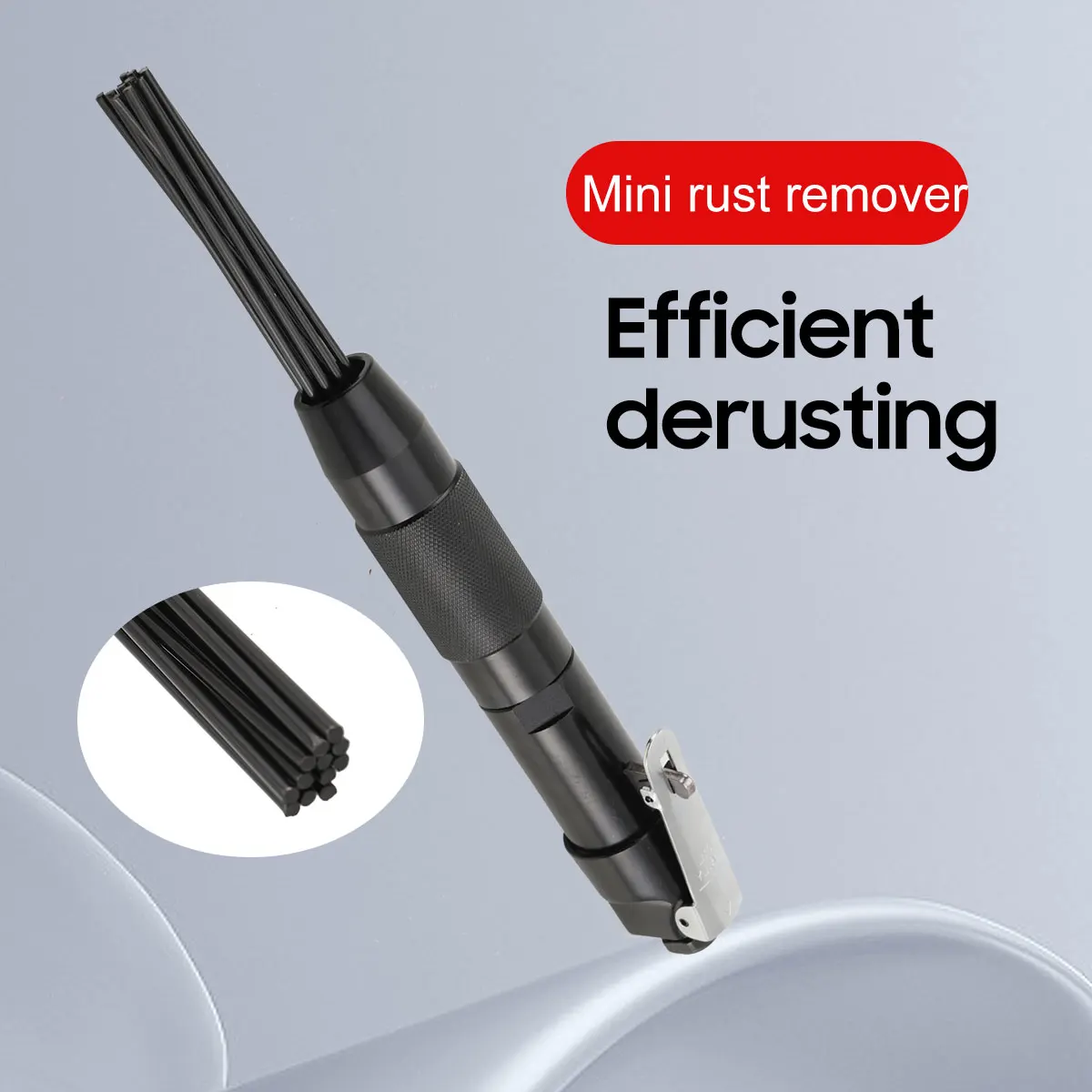 Image of 1/4 Zoll 90 PSI Schmutzentfernungs- und Entrostungswerkzeug für die Hausreinigung, pneumatischer Nadelentroster aus Kohlenstoffstahl, 3 mm, 12 Nadeln, pneumatisches Entrostungswerkzeug, 4000 BPM