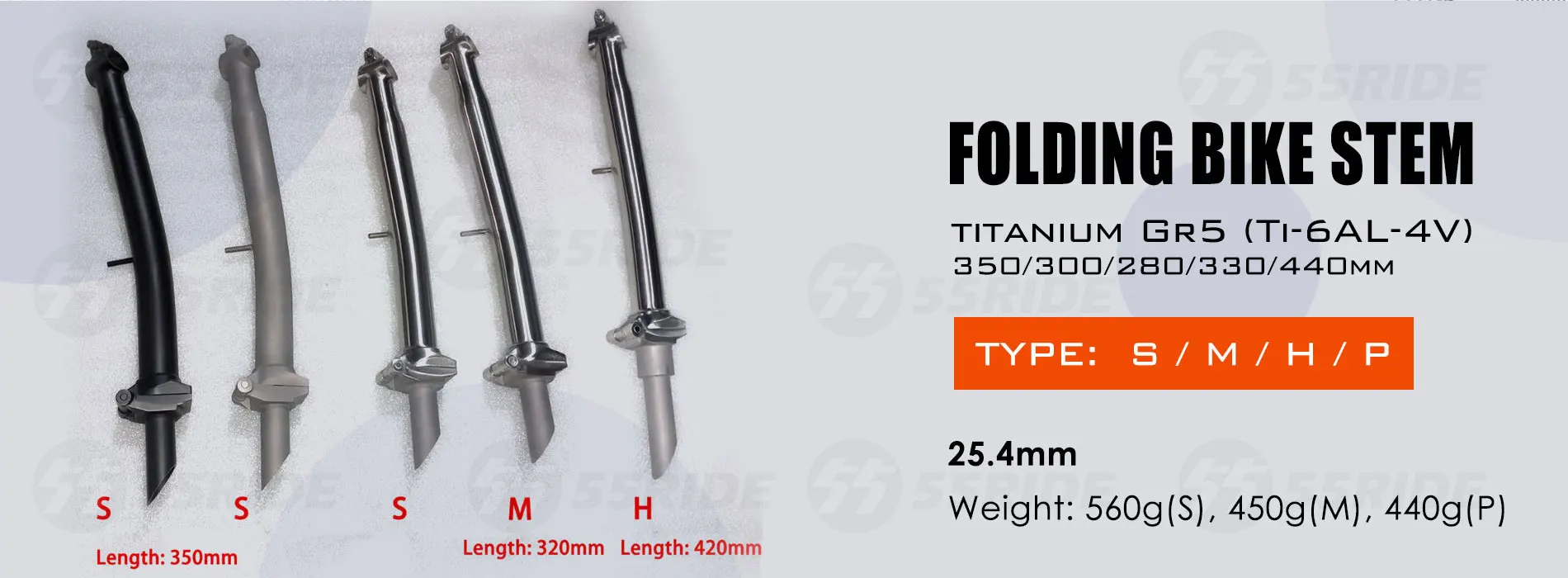 Ultraleichter Titan-Vorbau 460g für Brompton Faltrad | 25,4 mm | Fahrradzubehör | Upgrade-Teile für S/M/P/H Lenker – Detail 1