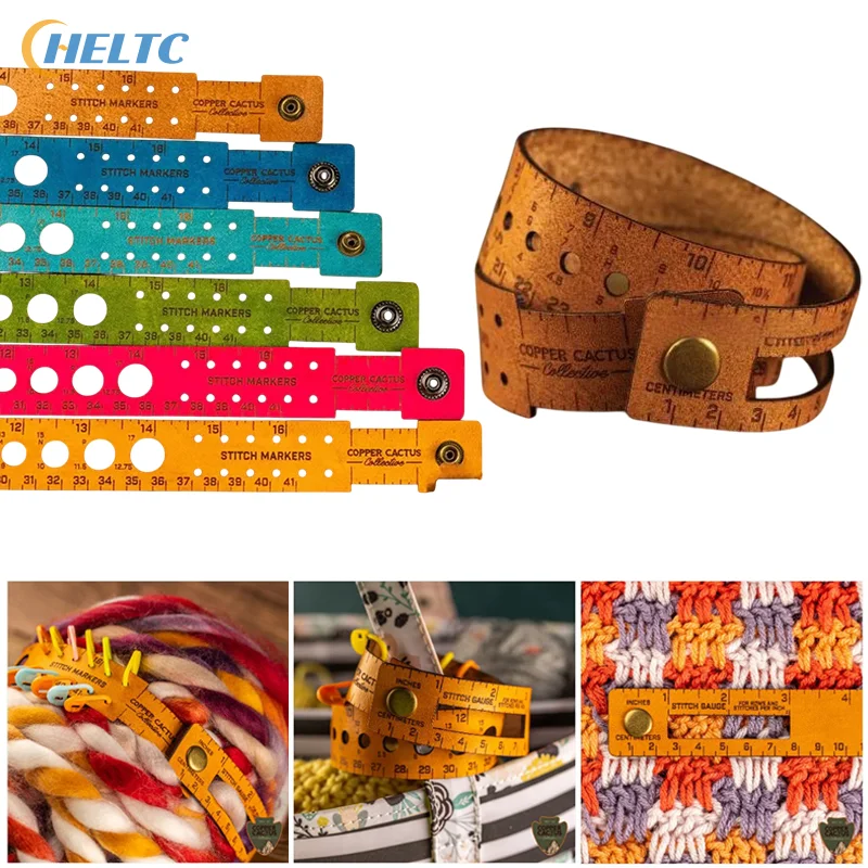 أداة صياغة متعددة الوظائف 7 في 1، أداة قياس جلدية، مسطرة معصم مع علامات غرزة للحياكة والخياطة،