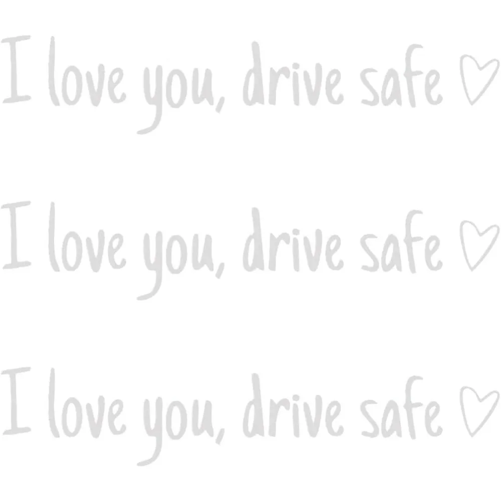 3Pcs I Love You Drive Safe Rearview Mirror Decals White Word Decorative Stickers PVC Waterproof Self Adhesive Car Window Decor