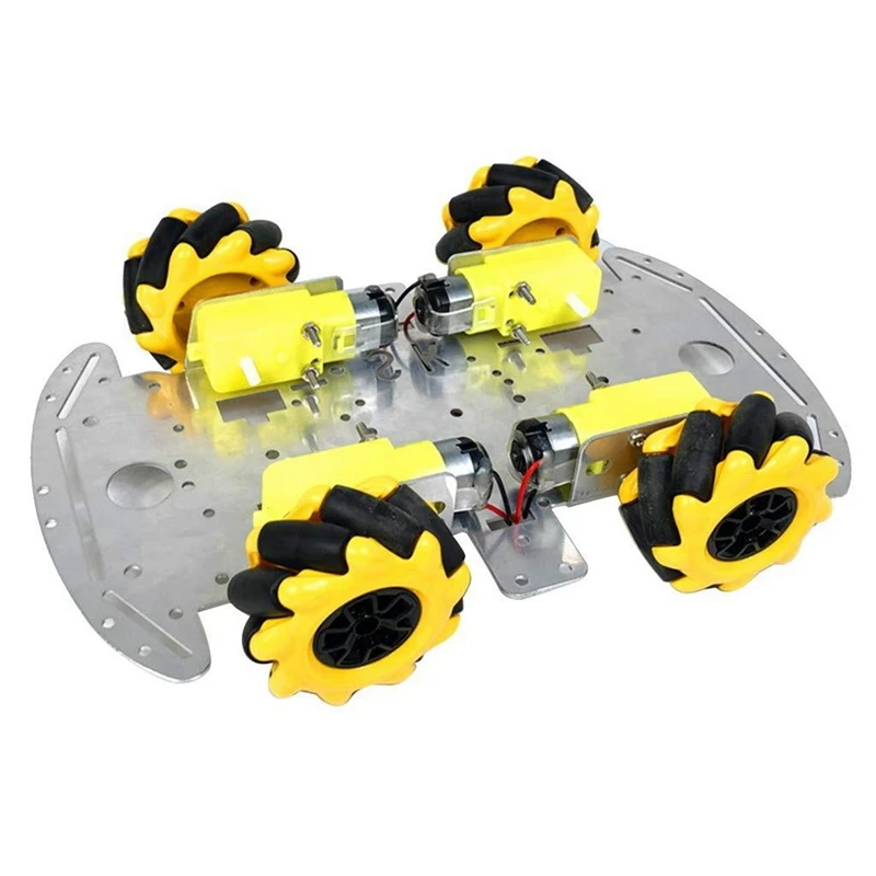 Smart Robot Car Kit Four-Wheel Smart Mecanum Wheel Single-Layer Aluminum Alloy Car Chassis DIY Assembly Kit Car Parts