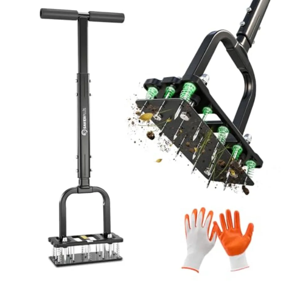 

Aerator Lawn Tool, Spike Lawn Aerator with Auto-Return Self-Cleaning Tines, Anti-Fatigue Comfort Pad, Reinforced Anti-Breakage