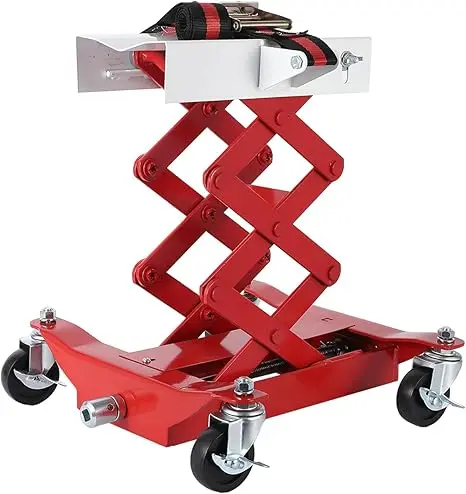 

450 Lbs Low Profile Transmission Jack with Safety Straps Auto Repair 7-23" Lift with 2M Safety Straps & 4 Brake Wheels,red