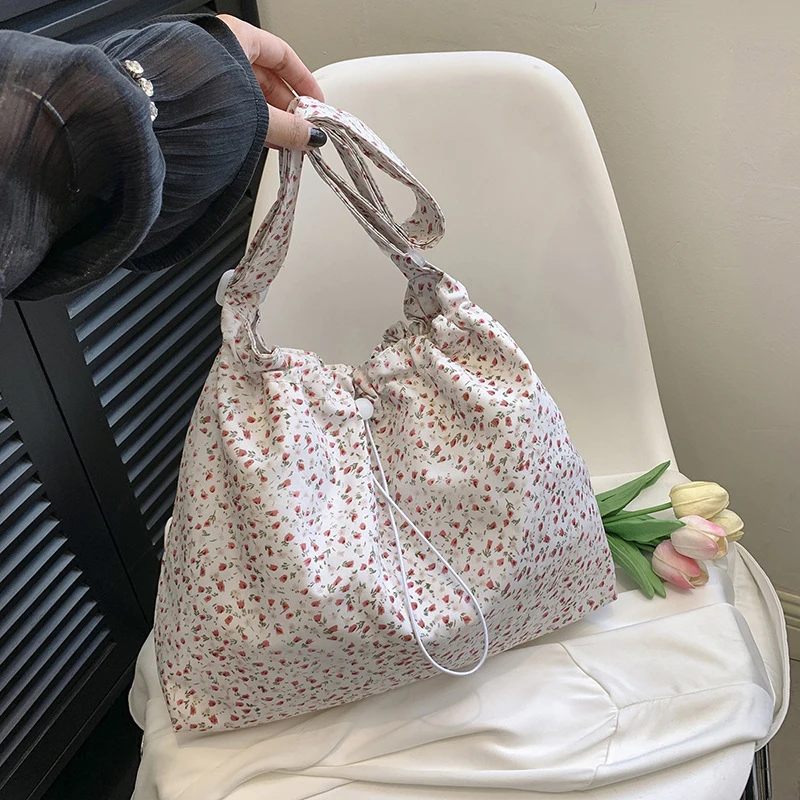 

Fashion Flower Floral Canvas Shoulder Bag Large Capacity Handbag Simple Casual Shopper Tote Bags Crossbody Bag