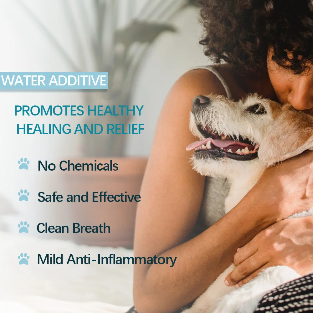 NUTRIDOG 개&고양이 치과 물 첨가제 신선한 호흡 치과 관리 보충제는 플라크와 구취를 제거합니다.