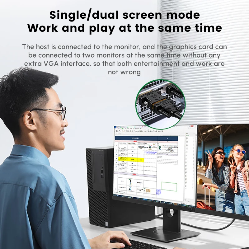 UGREEN DVI to VGA 어댑터 DVI-I 24+5 남성 to VGA HD15 여성 어댑터 컨버터 1080P, 두 개의 모니터 동시 연결