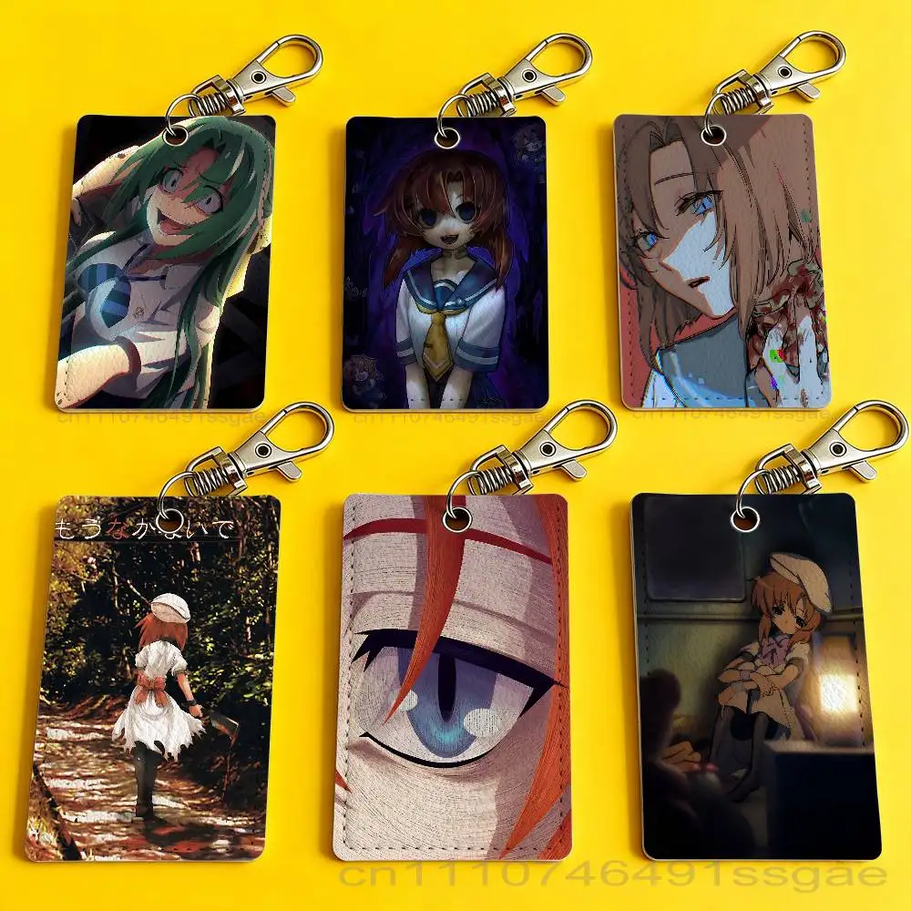 

H-Higurashi When They Cry Card Holder Keychain Badge Holder Card Pass Hang Rope Lariat Lanyard for Key Rings Accessories Gift
