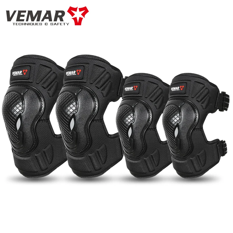 VEMAR Knee Elbow Pad Motorcycle Protective Kneepads Rider Motocross Men's Hand Shin Guard Riding Women Running Cycling 4Pcs Suit