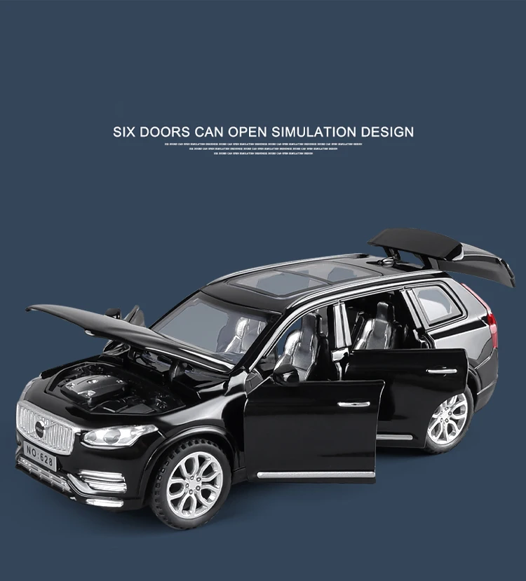 1:32 XC60 XC90 SUV Off-road Diecast Alloy Car Model Toy Cars Sound Light Pull Back Car Vehicle Children Toy Collection