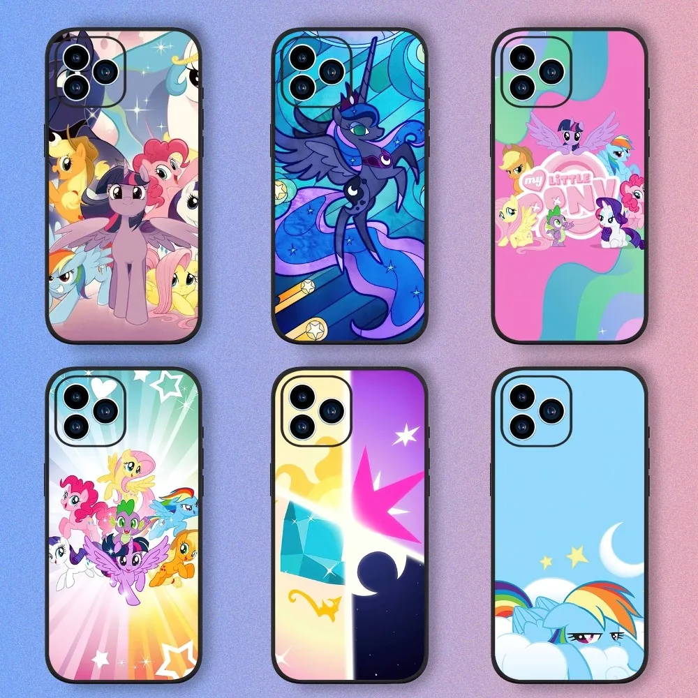 Cartoon M-My L-Little Ponys Phone Case iPhone 15,14,13,12,11,XS,XR,X,8,7,Pro,Max,Plus,mini Silicone Black Cover