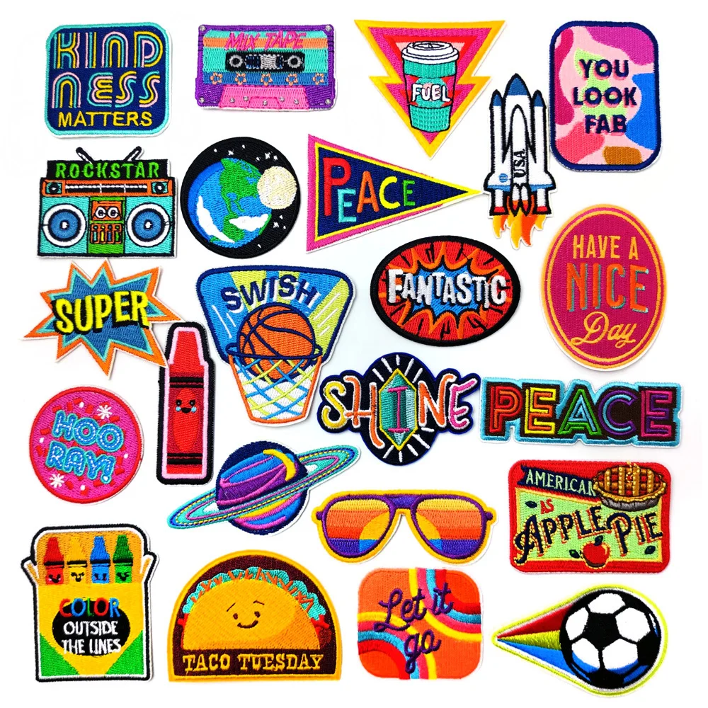 PEACE SUNGLASSES Rocket Iron On Patch Apparel Sewing Fabric Handmade Appliques For Clothing Stickers Badge Parche Basketball