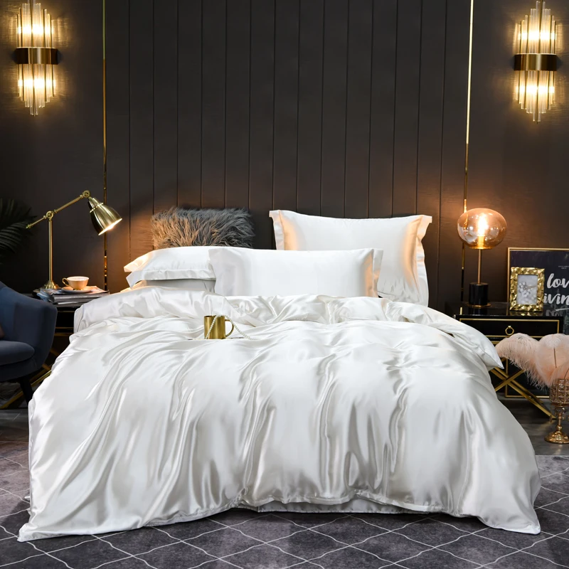 Unveil 2025's Sumptuous Washed Silk Bed Set: Pure Solid, Tencel - Fortified, Ideal for Twin, Full, Queen, King Beds