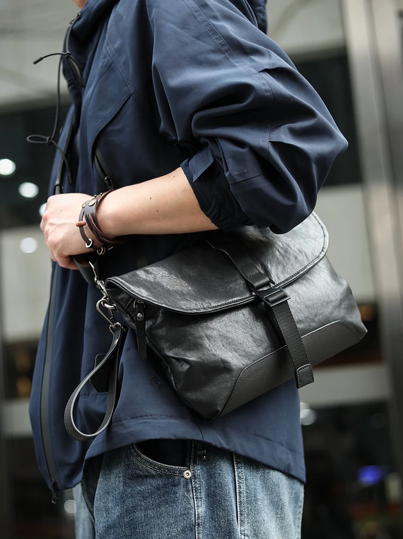 Men's Genuine Leather Crossbody Bag Multifunctional Top Layer Cowhide Shoulder Bag Fashion Man Bag Men Clutch Bag