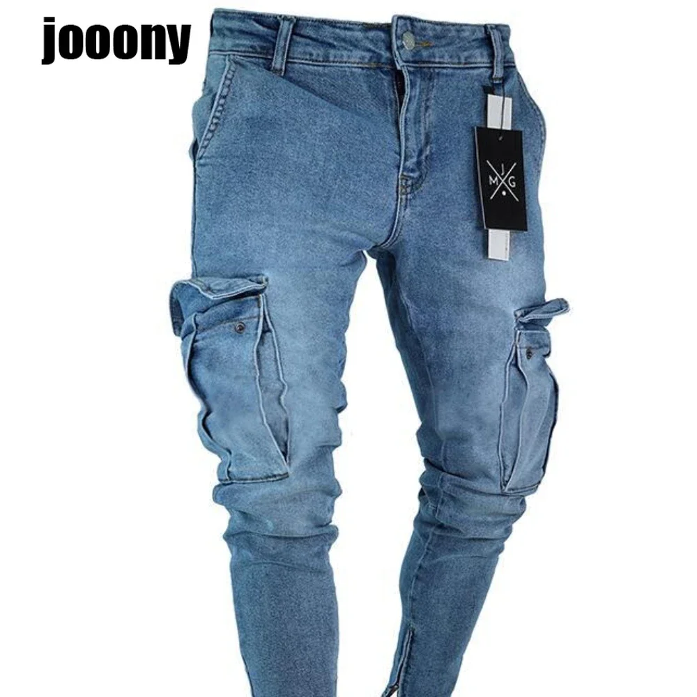 streetwear jean femme baggy pockets denim Jeans for men clothing Man casual pants Men\'s jeans casual slim Male trousers