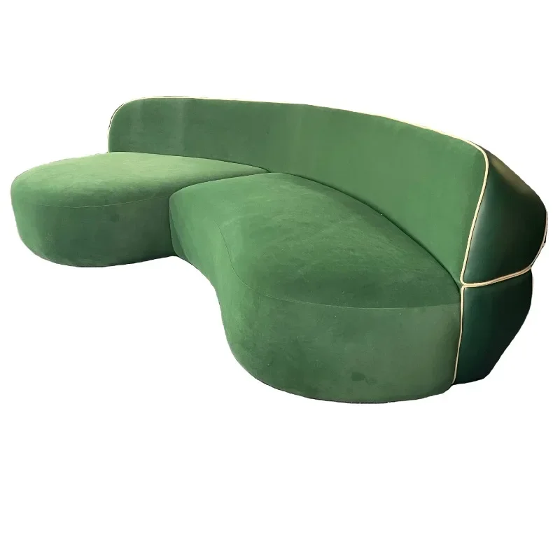 modern creative villa green fabric semi-circular sofa irregular shape indoor multi-person curved sofa