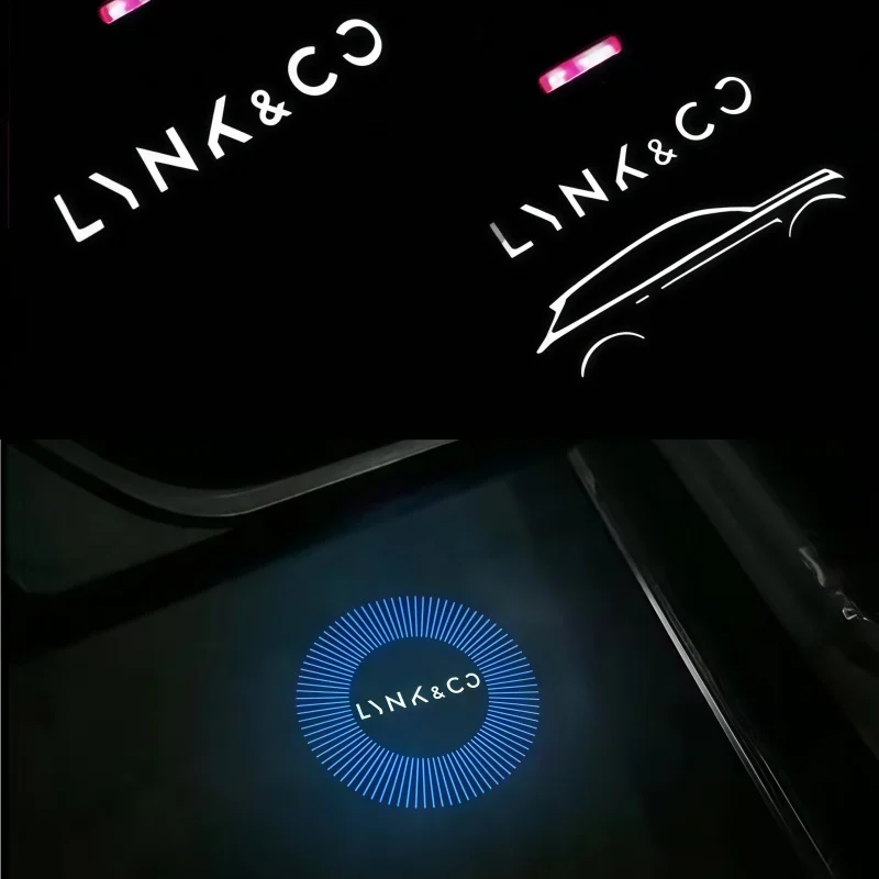 2pcs HD logo LED Car Door Welcome Light Projector Ghost Shadow Lights Atmosphere Lamp For Lynk&Co 01 02 03 05 09 Car Goods