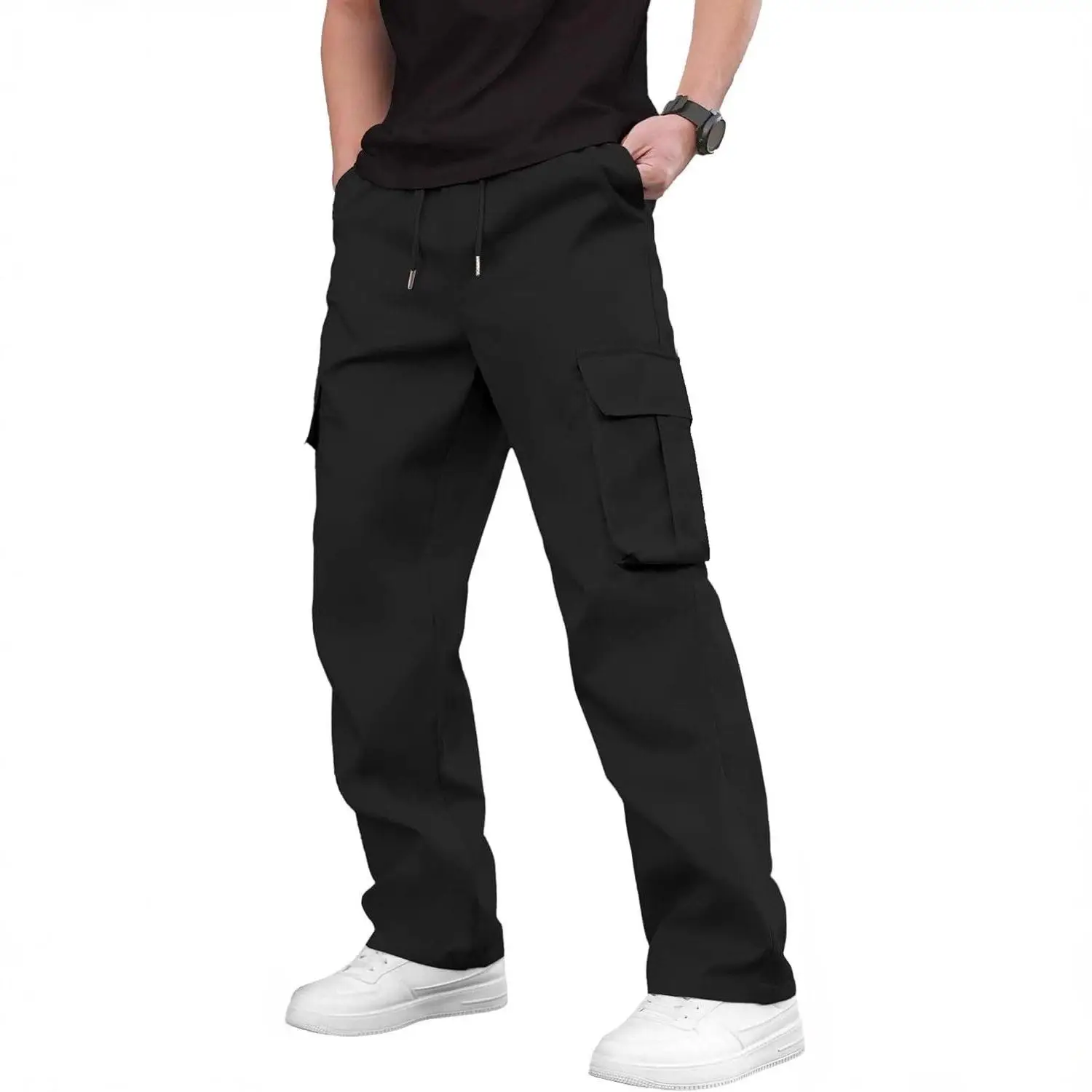

Loose Straight Leg Workwear Casual Pants Multi-Pocket Spring Autumn New Style Men's Fashion Polyester Fiber Straight Cut Trou...