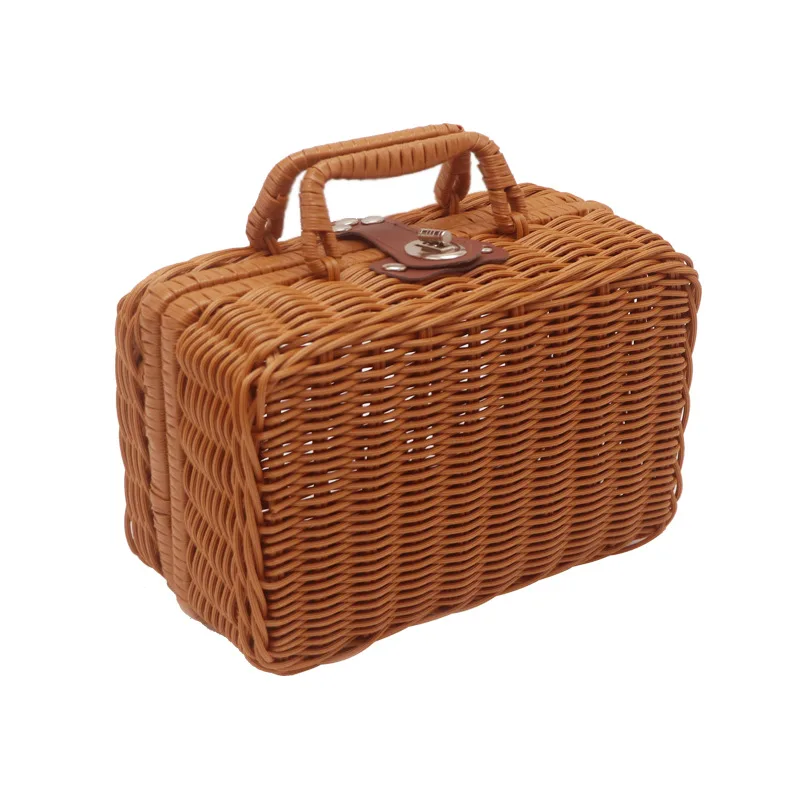 Cosmetics Sorting and Storage Box Woven Handbag Wedding Gift Box Accompanying Hand Gift Box Rattan Woven Storage Basket