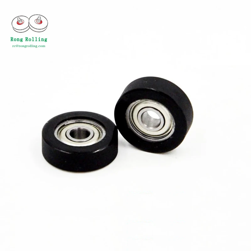 4*16*5 Polyurethane PU material rubber-coated bearing 604RS,sliding rollers diameter 16mm,thickness 5mm,604RS bearing bore 4mm.