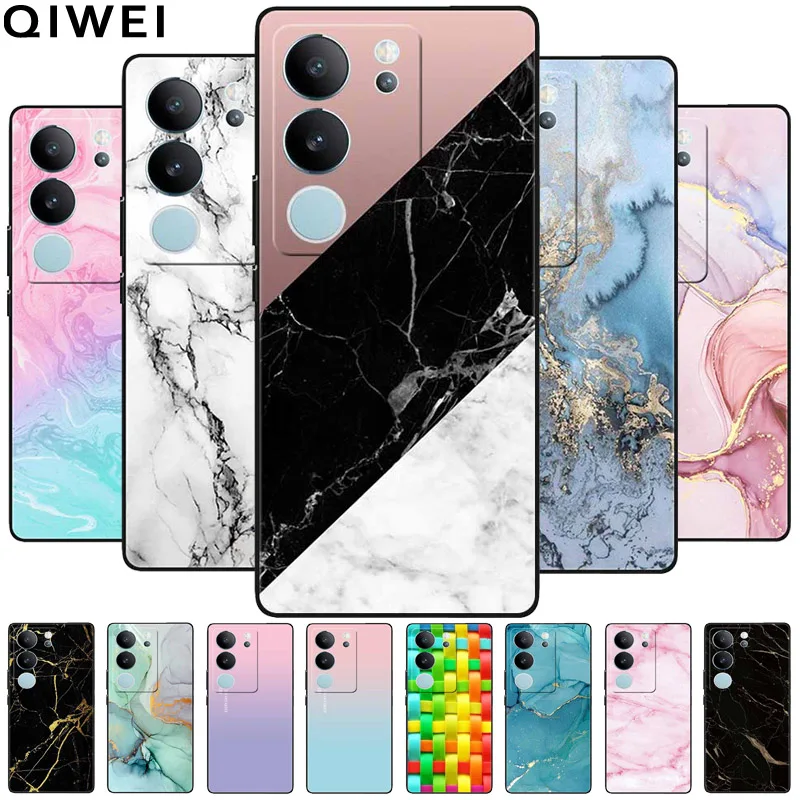 Phone Cases For Vivo V29 5G Cover 2023 Silicone Soft Luxury Marble Printing Coque for Vivo V29 V 29 V2250 Back Coque 6.78'' Etui