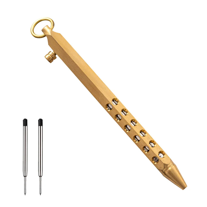 قلم Gfc-Bolt Action Pen قلم معدني من النحاس الصلب مع 2 عبوات حبر أسود، مع صندوق هدايا للتخرج وأعياد الميلاد (Retro A)
