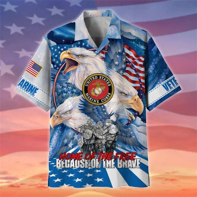 New Summer 3D United States Soldiers Armys Veterans Printing Shirts For Men Cool Fashion Short Shirts Hawaiian Y2k Tops Clothing