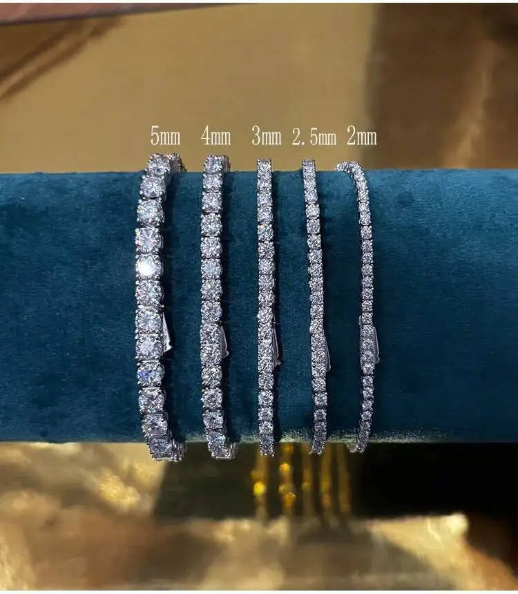 TY Moissanit-Tennisarmband, 925er Silber, versteckter Verschluss, GRA-zertifizierter Labordiamant, 18 Karat Hochzeitsarmbänder für Damen und Herren – Detail 5