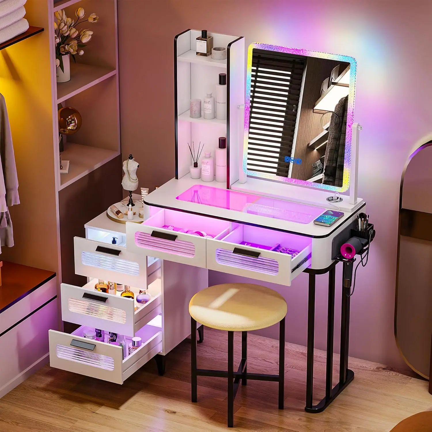 Mesa de Maquiagem i*-RGB com E - Desk Setup Charging Station avaliação e preço