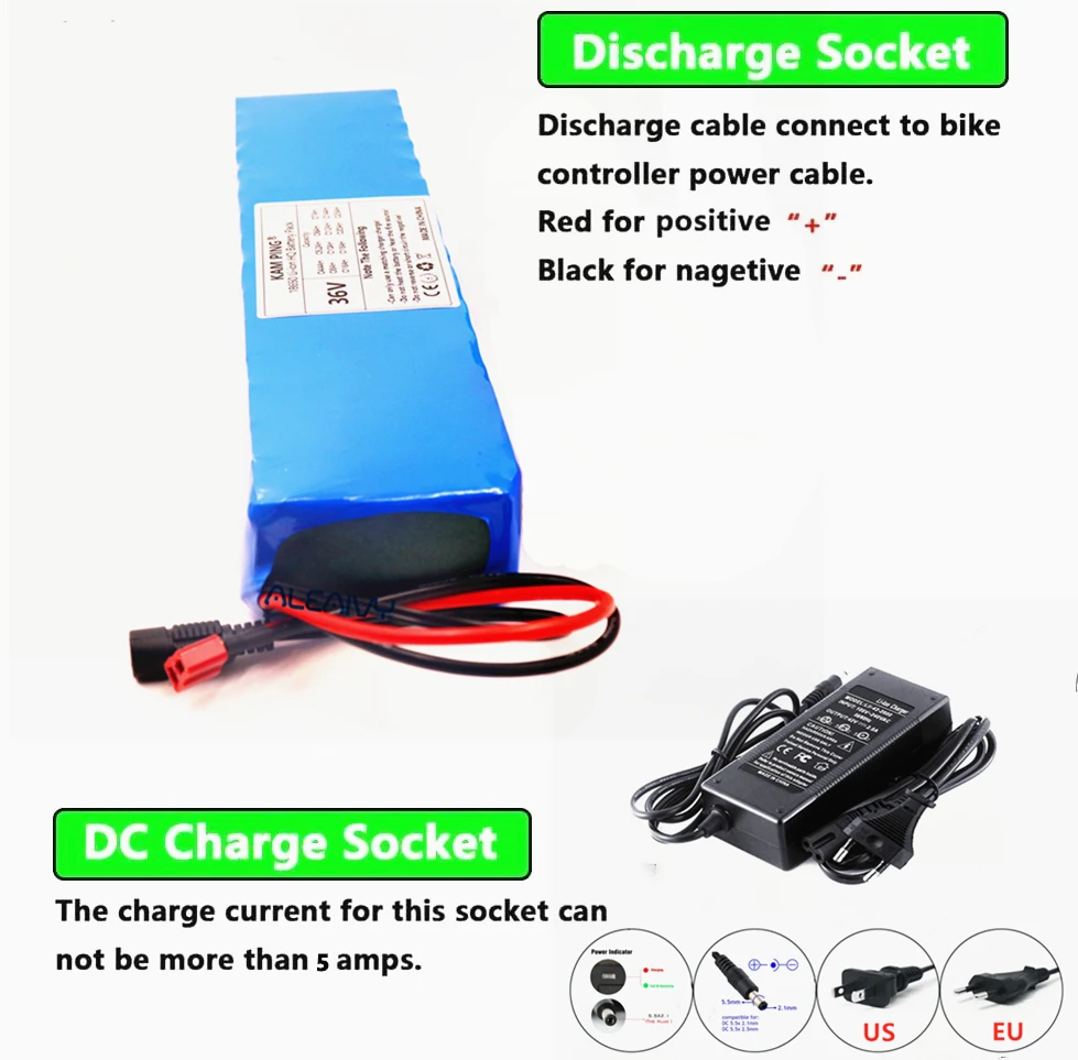 Bateria de íon de lítio 36v, pacote com baterias de íon de lítio, 10s3p, 20ah, 42v, 18650, para e-bike, carro elétrico, scooter, com bms 350w, 500w