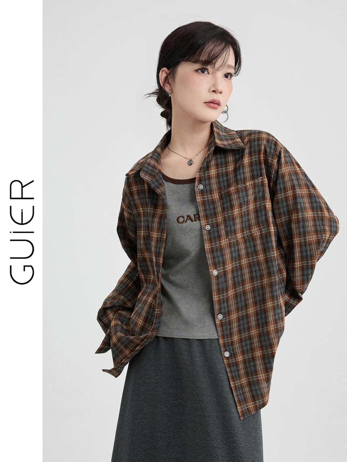 

Женская летняя рубашка из чистого хлопка в клетку, свободного кроя, с эффектом стройности, в стиле ретро, премиум-класса, повседневная, с воротником, длинным рукавом, стандартный крой