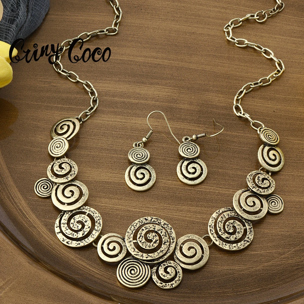 Cring Coco Fashion Thread Pattern Earrings Necklaces Set Elegant Women's Jewelry Sets Necklace for Women Luxury Valentine's Day