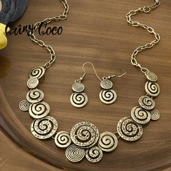 Cring Coco Fashion Thread Pattern Earrings Necklaces Set Elegant Women's Jewelry Sets Necklace for Women Luxury Valentine's Day