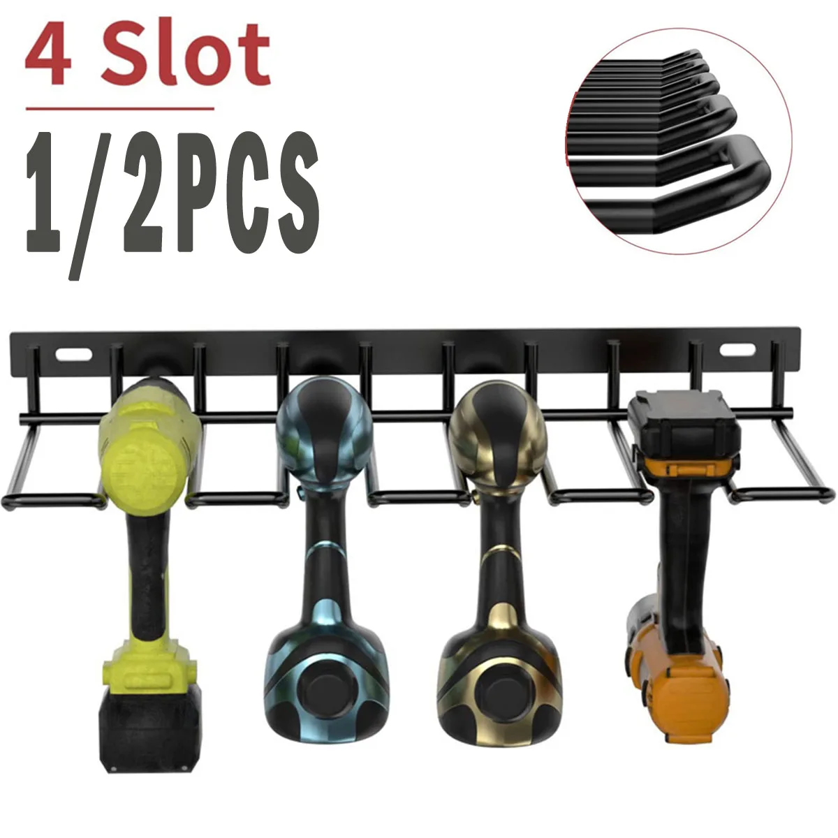 Heavy Duty Power Tools Organizer Wall Mounted Storage Rack Metal Tool Shelf Handheld Tools for Home Garage Workshop（1/2PCS）