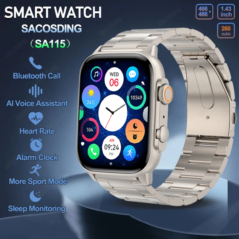 

SACOSDING SA115 Smart Watch Women Always On Display Clock Bluetooth Call Voice Control IP68 Waterproof Sports Fitness Smartwatch