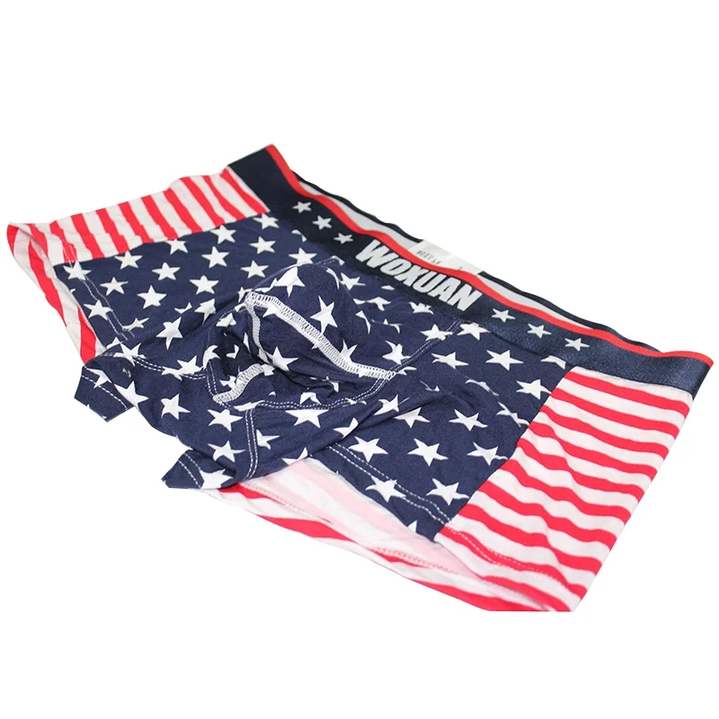 Fashion Underwear Cotton Men Boxer Shorts High-quality Panties USA Printed Striped Male Underpants Comfortable Boxers