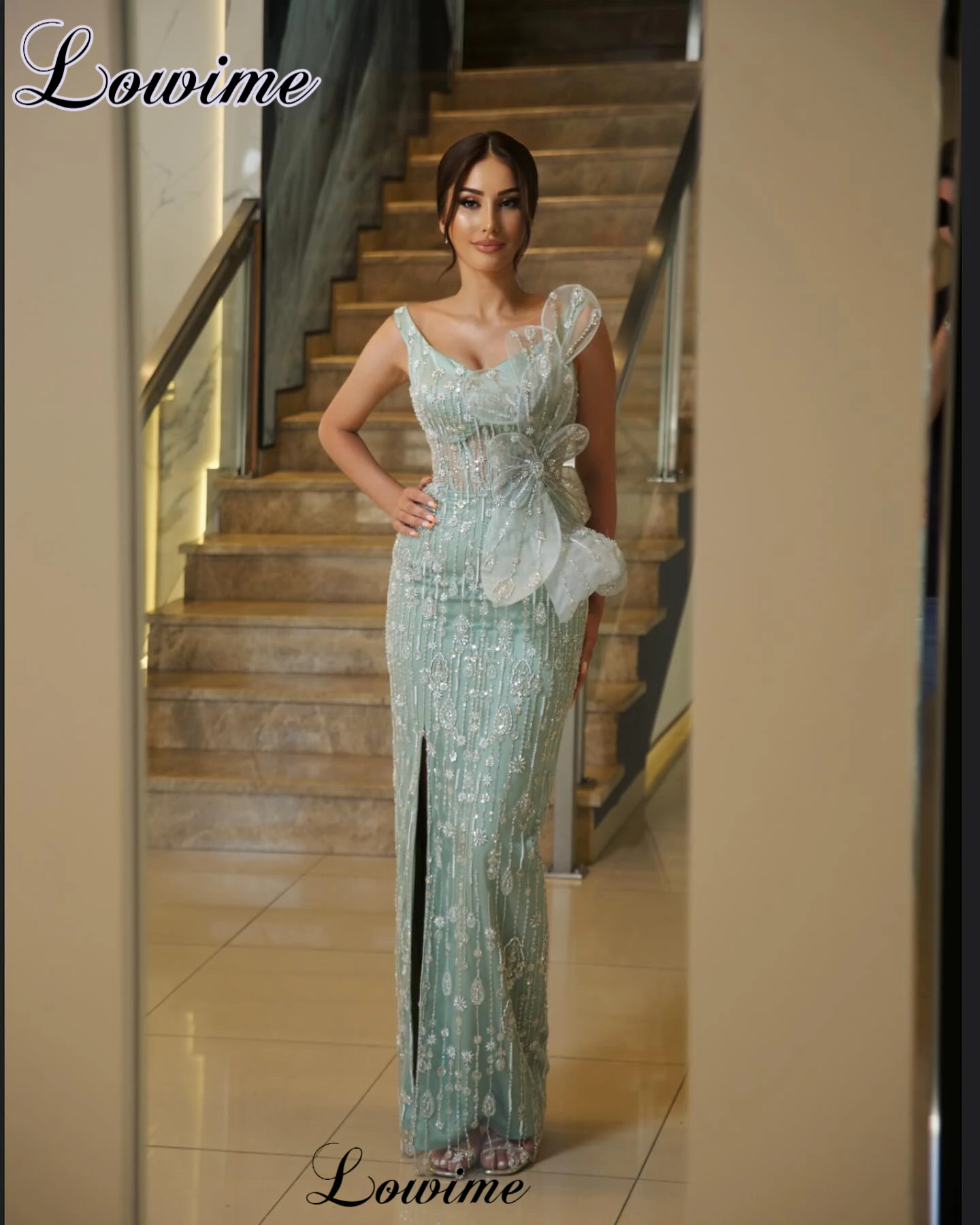 Elegant Mint Green Prom Dresses Mermaid Spaghetti Strapless Celebrity Dresses Grand Evening Party Gowns For Women Vestidos