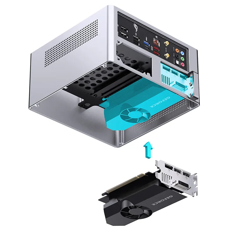 JONSBO NV10 シャーシ ITX MINI フルアルミメッシュ通気性サポート 1U FLEX 電源対応 縦置きまたは横置きデスクトップコンピューターケース