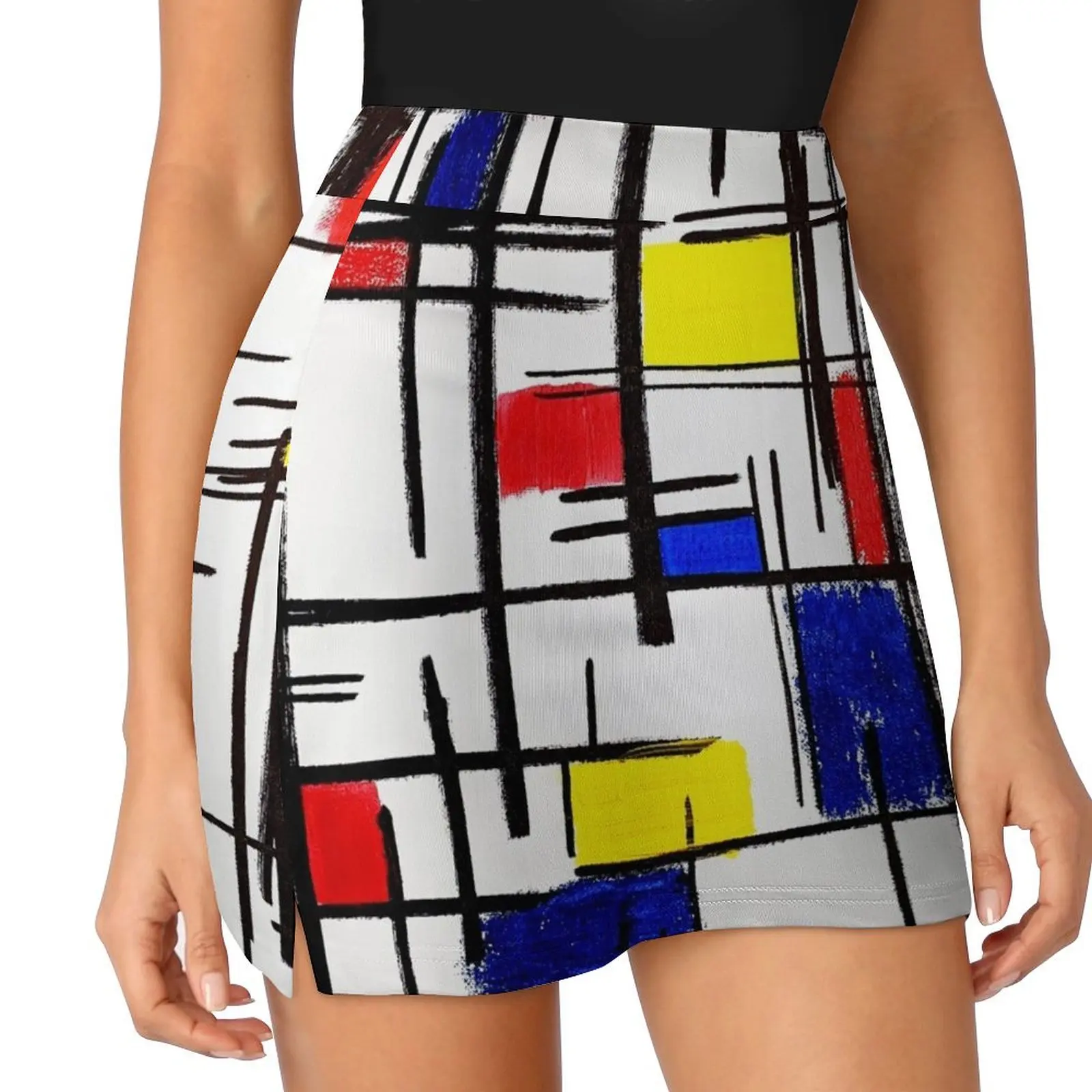 Mondrian Minimalist De Stijl Modern Art ? epitomegirl Mini Skirt Woman clothing korean women's clothes