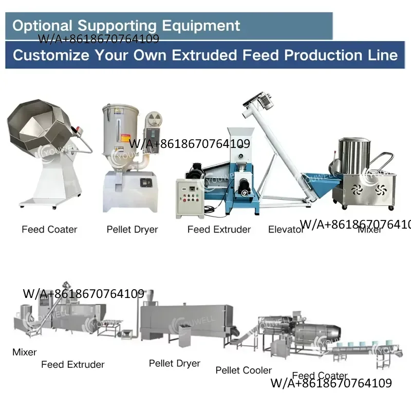 Youwell 150kg/h Electric Floating Sinking Multi-shape Fish Shrimp Crab Dog Aquatic Feed Making Pellet Mill Extruder